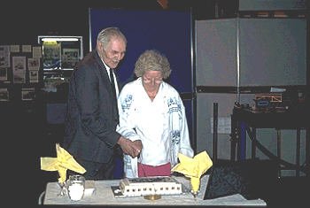 In the photo are our President at the time, Alf G7DFF, and his wife cutting the Anniversary cake